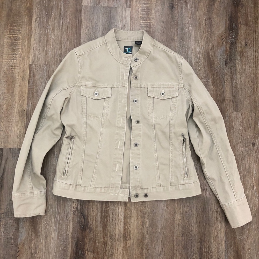 French Cuff Khaki Jean Jacket